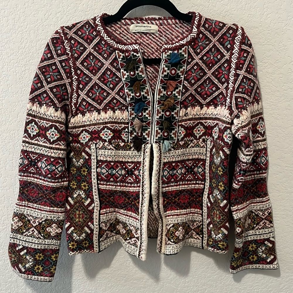 ALDO MARTINS (Anthropologie) Inverness Red Wool/Alpaca Cardigan, Size M